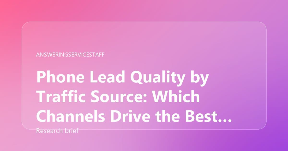 Phone Lead Quality by Traffic Source: Which Channels Drive the Best Callers?