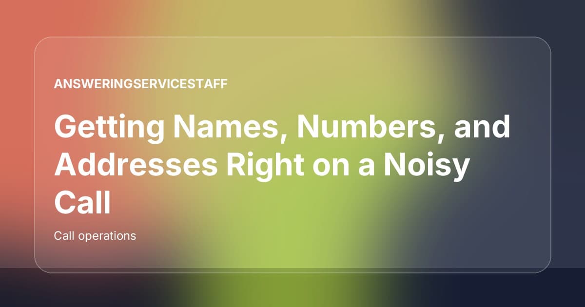 Getting Names, Numbers, and Addresses Right on a Noisy Call